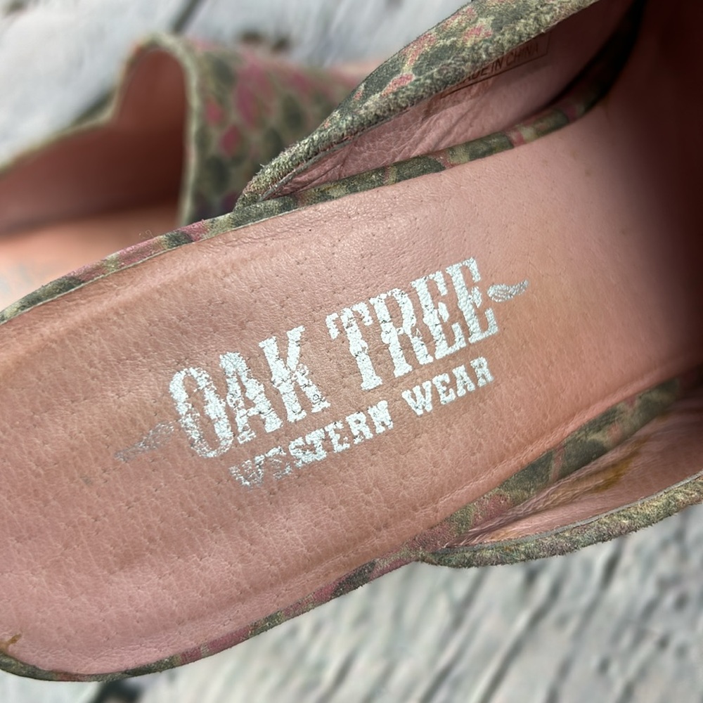 OAK TREE WESTERN WEAR Muti Color Snakeskin Print Leather Low Heel Mules - Picture 10 of 17